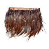 Franja De Plumas De Avestruz Pena Rabo Galo Marrom 50 Cm