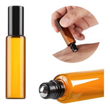 Frasco 3ml Vidro Ambar Rolon Esfera Metal Tampa Kit 10pçs