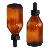 Frasco Âmbar 2 Unidades 100 Ml E Conta Gotas Canula Vidro