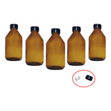 Frasco De Vidro Âmbar 100ml C Tampa E Batoque Kit C 5 Un