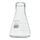 Frasco Erlenmeyer De Vidro Boca Larga Cap 2000ml