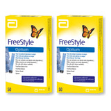 Freestyle Optium 50 Tiras De Glicose Kit 2 Pacotes