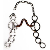 Freio Inox 5 Argolas Bocal De Cobre Cavalo Mula Gancho Luxo