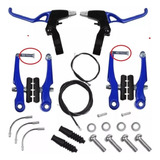Freio V Brake Alumínio Azul Manetes Maçaneta Logan Bike Par
