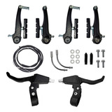 Freio V brake Em Nylon Preto Mtb Bike C Manete E Cabos