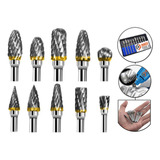 Fresa Lima Mini Retífica Metal Duro Aço Corte Duplo 10pc nf