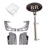 Frete Gratis Kit Fusca Jg Polainas Inox Emblema Br Cestinha