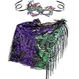 Frienda Mardi Gras Poncho Lenço De Paetê Com Máscara De Carnaval E Fantasia De Baile De Máscaras Acessórios Colorido Average Size
