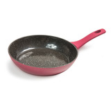 Frigideira Ceramica Antiaderente Fundo Triplo Fogão Induçao Cor Rubi vermelha