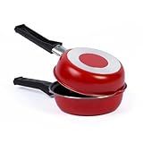 Frigideira Dupla Hamburgueira E Omeleteira Antiaderente 14CM Vermelha