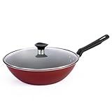 Frigideira Funda Antiaderente 28 Cm Wok Vermelha C Grafite Sem Tampa 
