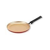 Frigideira Panquequeira 22cm Antiaderente Cereja Com Dourado Não Gruda Panqueca Tapioca Crepioca