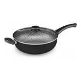 Frigideira Wok Antiaderente 28cm Maximum C  Tampa Panelux Cor Preto