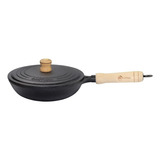 Frigideira Wok Ferro Fundido 24 Cm Tampa De Ferro Santana