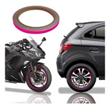 Friso De Roda Fluorescente Motos Aplicador Adesivo Rosa Pink Fita