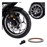 Friso Fita Roda Refletivo Moto Esportivo Com Aplicador Cor Prateado