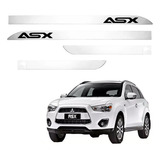 Friso Lateral Mitsubishi Asx Branco Diamond Ponta Facão 4 Pç