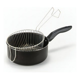 Fritadeira Alumínio Teflon Com Cesto 20cm Marcolar Prestige Panela De Fritar Batata Torresmo Panceta Cor Preto