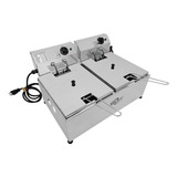 Fritadeira Elétrica 2 Cubas 6 Litros Inox Com Cesto E Tampa