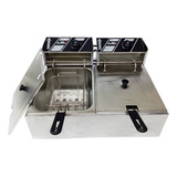 Fritadeira Elétrica Inox 2 Cubas Funda Com Tampa Total 12l