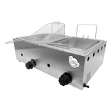 Fritadeira Industrial À Gás 10 Litros Óleo Aço Inox Frituras Frequência Fritador Pasteleiro A Gás 10 Litros 2 Cubas Inox Semi Profissional A Gás botijão 