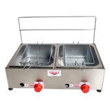 Fritadeira Inox À Gás Baixa Pressão 2 Cubas Cefaz