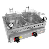 Fritador Gás Óleo Inox 2 Cuba 10l Itajobi Fritadeira Salgado