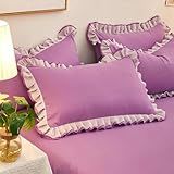 Fronha Com Design De Renda Com Babados Estilo Macio Algodão Lavado Fronha Super Fofa 48 X 74 Cm Decoração Do Quarto Roxo 48 X 74 Cm 19 X 29 Polegadas 