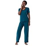 Fruit Of The Loom Conjunto De Pijama Feminino De 2 Peças De Camiseta E Calça De Manga Curta Turquesa M