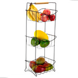 Fruteira Aramada Tripla De Chão Cozinha Cesto Vertical Eco