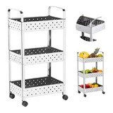 Fruteira Carrinho Multiuso Inox De Chão Com Rodas Organizador
