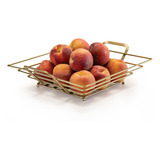 Fruteira Cesto De Frutas Cozinha Mesa De Vidro Dourado Gold