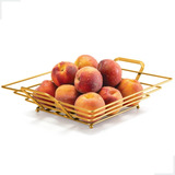Fruteira Cesto De Frutas Cozinha Mesa De Vidro Dourado Gold