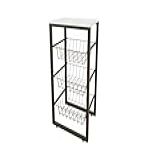 Fruteira De Chão Multiuso Preto Fosco Em Aço MDF Branco Cestos Metal Preto P Filtro Ou Microonda