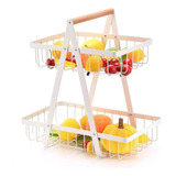 Fruteira De Cozinha Aramada De Mesa Organizador Cesto Duplo