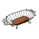 Fruteira De Mesa Em Ferro Oval Artesanal Rústica
