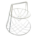 Fruteira De Mesa Em Metal Com 2 Cestos Super Resistente Cor Prateado