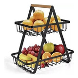 Fruteira De Mesa Organizador De Frutas Cesto Metal Aramado Cor Preto