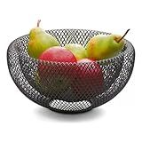 Fruteira De Mesa Redonda Organizador Cesto De Frutas Decorativo Elegante De Metal Stand Preto