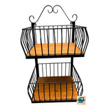Fruteira De Parede Com 2 Cestos Rustica Para Cozinha Oferta