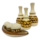 Fruteira Enfeite Trio Vasos Ceramica Centro Mesa Decorativo