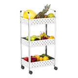 Fruteira Organizador Multiuso 3 Andares Com Rodinha Mak Inox