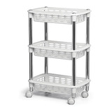 Fruteira Organizador Tripla Chão Retangular Color Niquelart Cor Branco