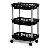Fruteira Organizador Tripla Chão Retangular Color Niquelart Cor Preto