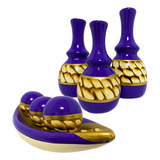 Fruteira Trio Vasos Enfeite Ceramica Centro Mesa Decorativo