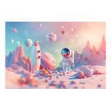 Fundo Fotográfico Cenário Tecido Smash Newborn 2 2x1 5 Cor Colorido Desenho Impresso Astronauta Menina Ffh159
