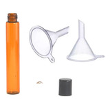 Funil 10 Vidros Âmbar 10ml Rollon Tampa Preta Óleo Essencial