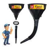 Funil Com Bico Flexível E Filtro Para Troca Óleo Combustível