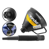 Funil Plástico Preto Bico Flexível C Alça E Peneira 160mm