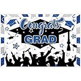Funnytree 172 7 Cm X 114 3 Cm Congrats Grad Class Of 2024 Pano De Fundo Com Glitter Prata E Azul Boné Acadêmico De Graduação Para Meninas Meninos Celebração Formatura Festa Decoração De Banner 